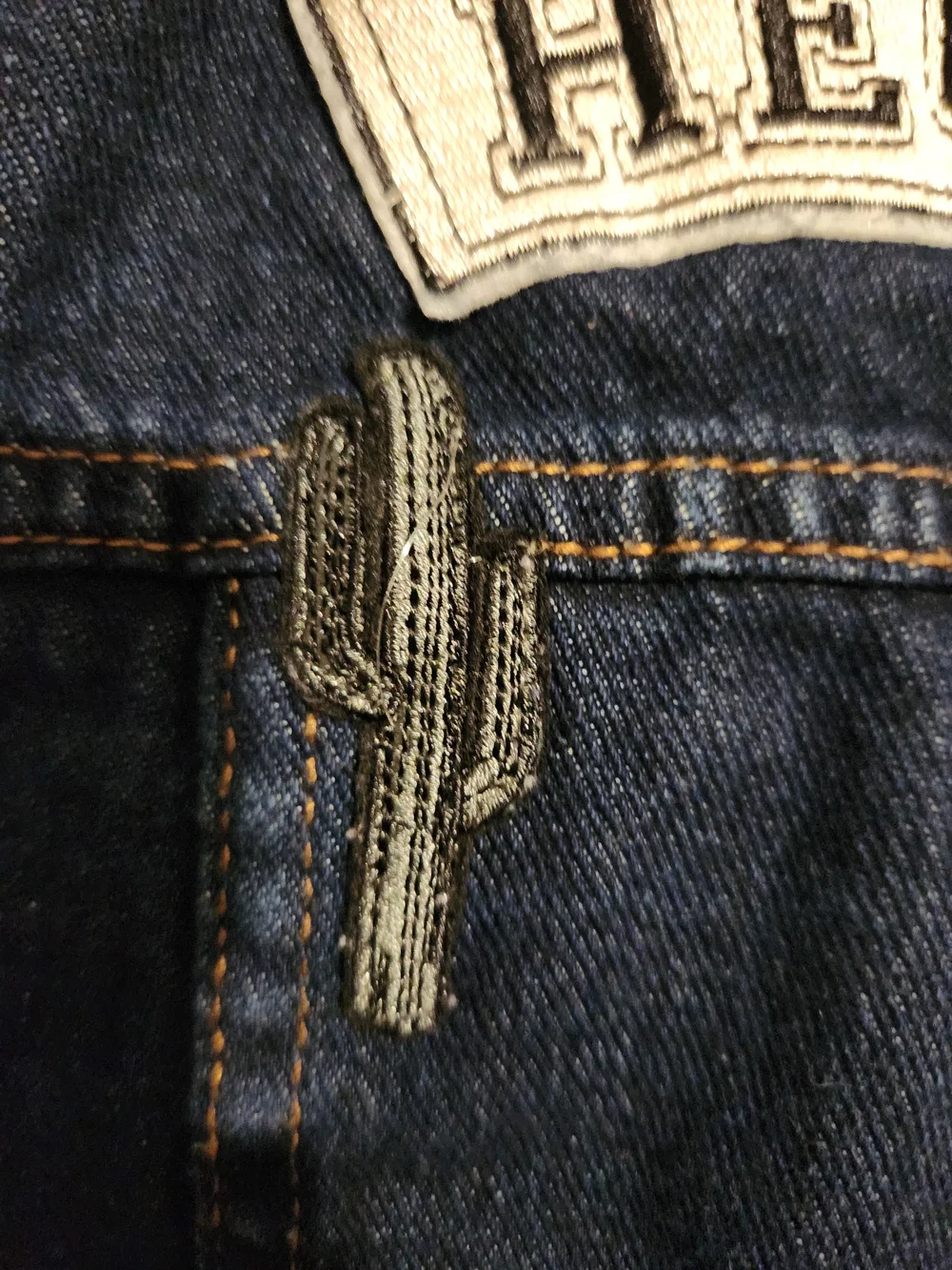 Kendall & Kylie Dark Blue Denim Jacket with Patches and Flag Sleeve